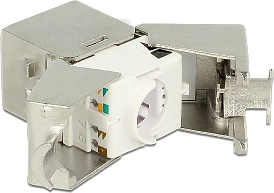 Modul Keystone RJ45 DeLOCK Cat6A LSA, metallic i bardhë