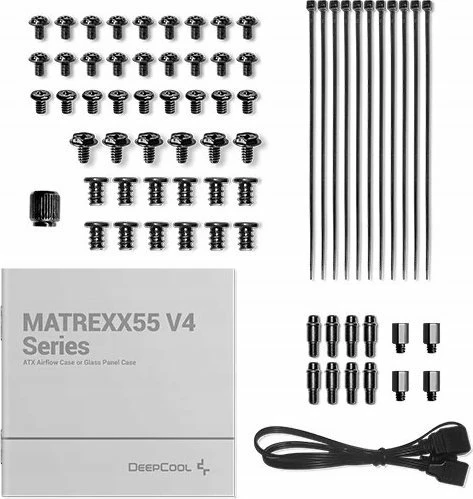 Kasë Deepcool Matrexx 55 Mesh V4 C R-MATREXX55-BCAGA4-G-4, midi tower ATX, xham i temperuar, USB-C, e zezë