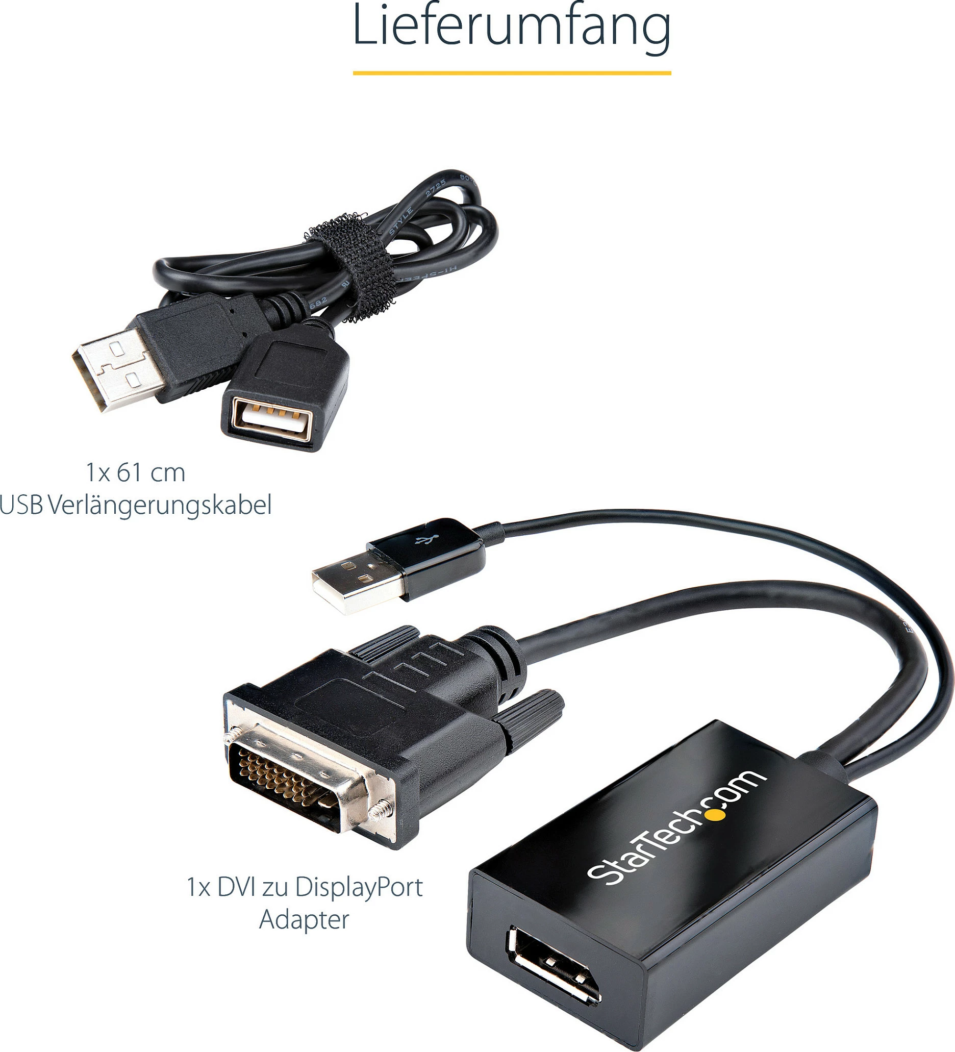 Adapter video StarTech DVI-D në DisplayPort, USB power, 0.254 m, 1920x1200, i zi