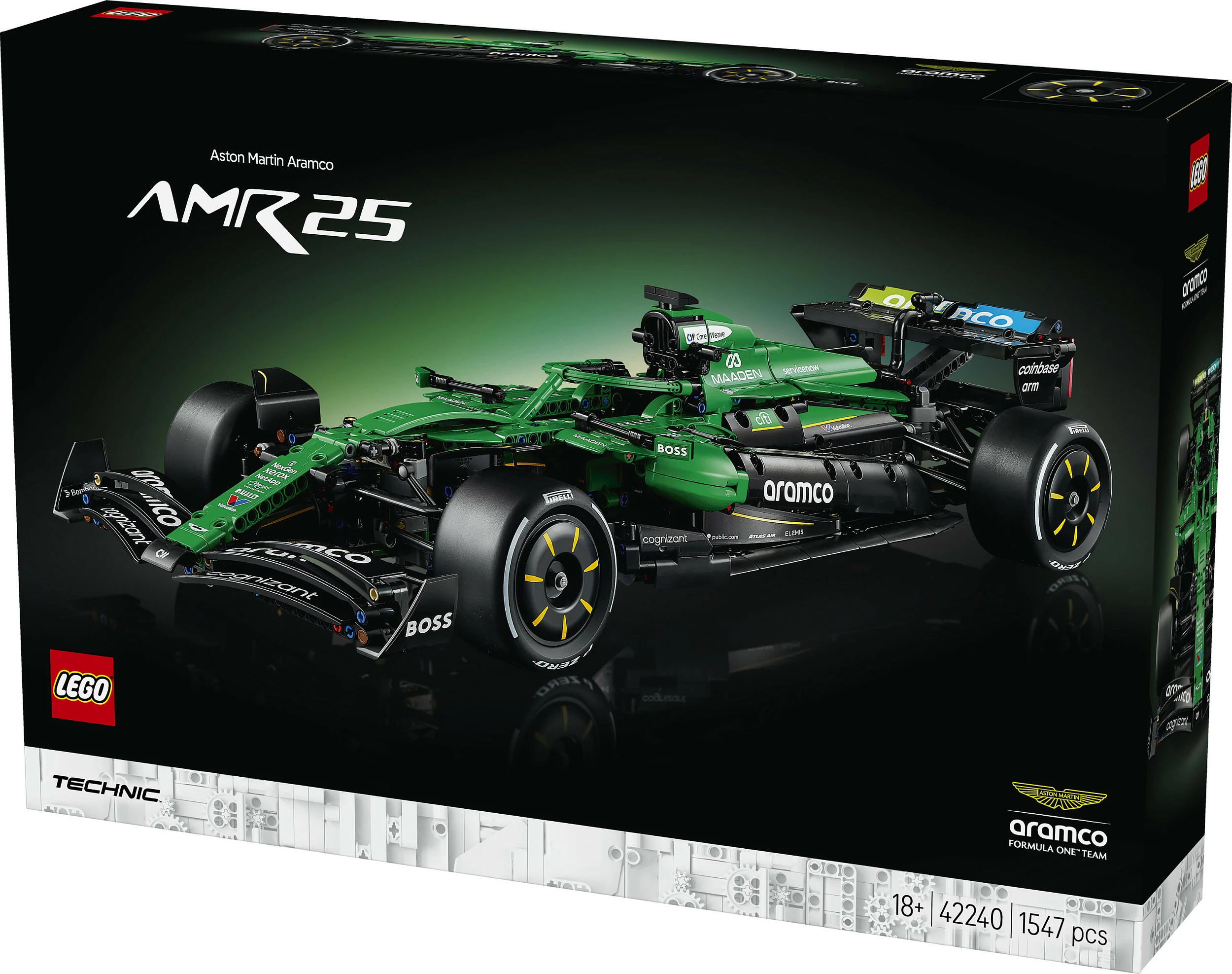 Set ndërtimi LEGO Technic 42240 Aston Martin Aramco AMR25 F1, 1547 pjesë, multicolor