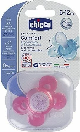 Biberon Chicco Physio Comfort 7491311 6-12m, silikon, rozë, 1 copë