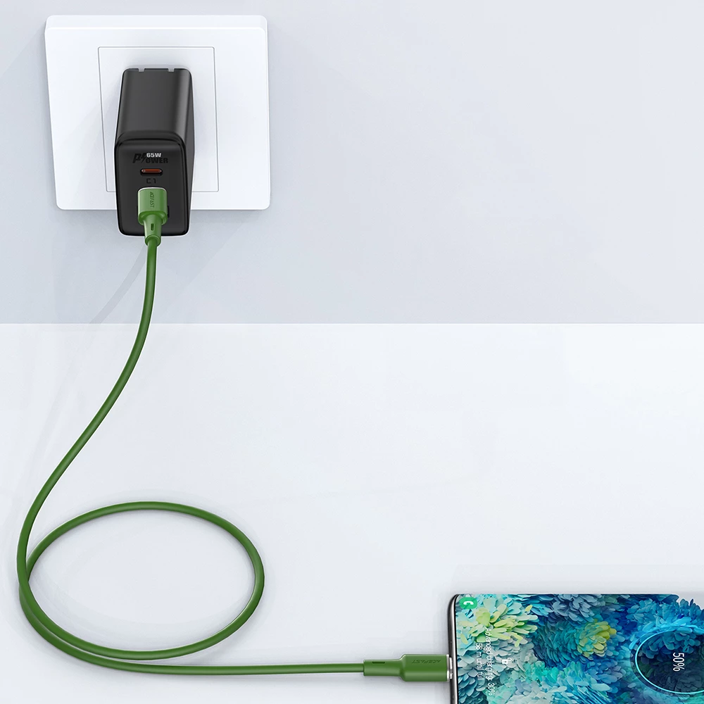Kabllo Acefast C2-03, USB-C në USB-C, 1.2m, 60W, e gjelbër