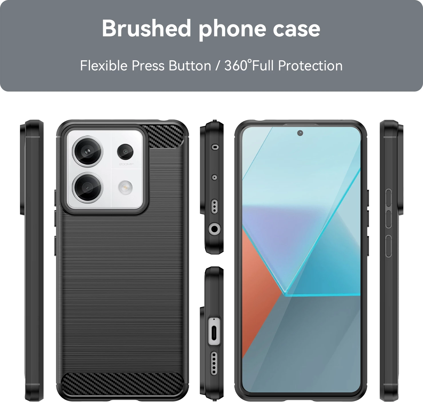 Mbështjellës Hurtel Carbon Case për Xiaomi Redmi Note 13 Pro, TPU, zi