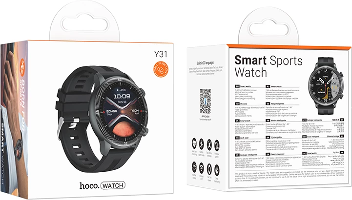 Smartwatch HOCO Y31 1.46\" Bluetooth 5.3 me thirrje, IP67, 64MB, 250mAh, e zezë