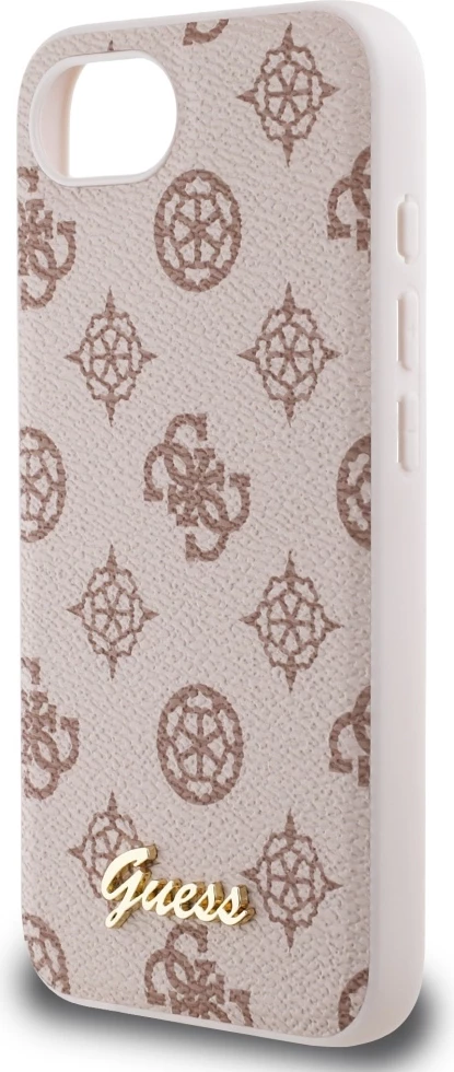 Mbështjellës Guess Peony Script Logo MagSafe për iPhone 16e, Kafe