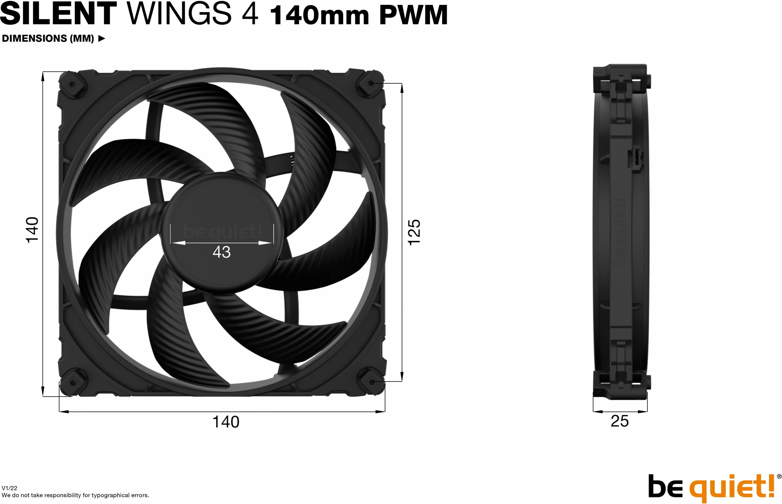 Ventilator Be Quiet! Silent Wings 4, 140mm PWM, 14 cm, i zi