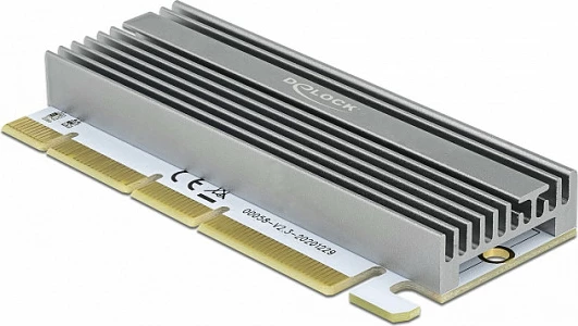 Kartë PCIe DeLOCK adapter për NVMe M.2 Key M, me LED RGB, Gri