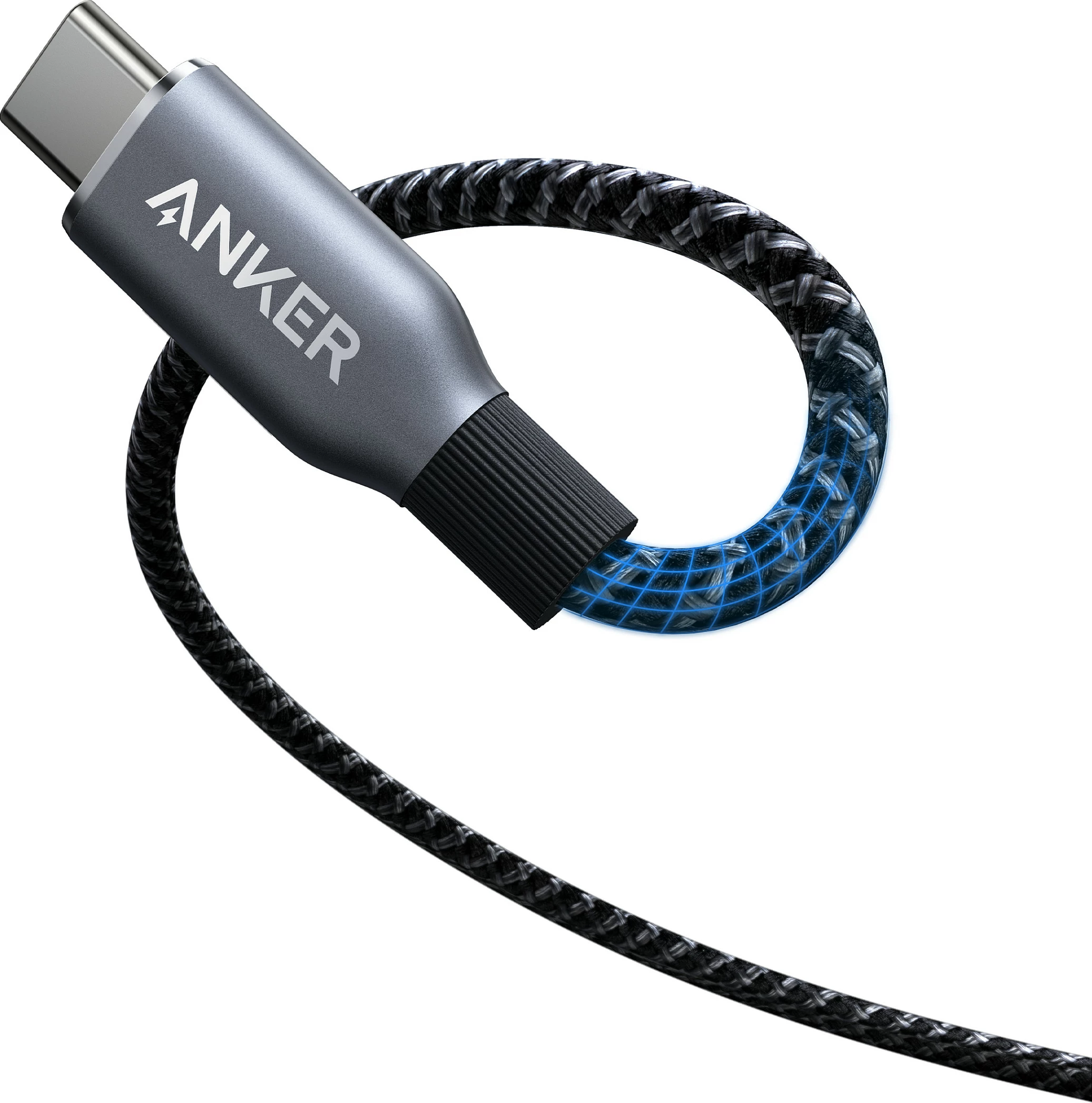 Kabllo USB-C në USB-C Anker Prime, e thurur, gri/zezë