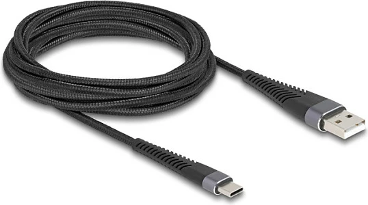 Kabllo USB DeLOCK 81123, USB-A në USB-C, 3m, 60W PD, USB 2.0, e zezë
