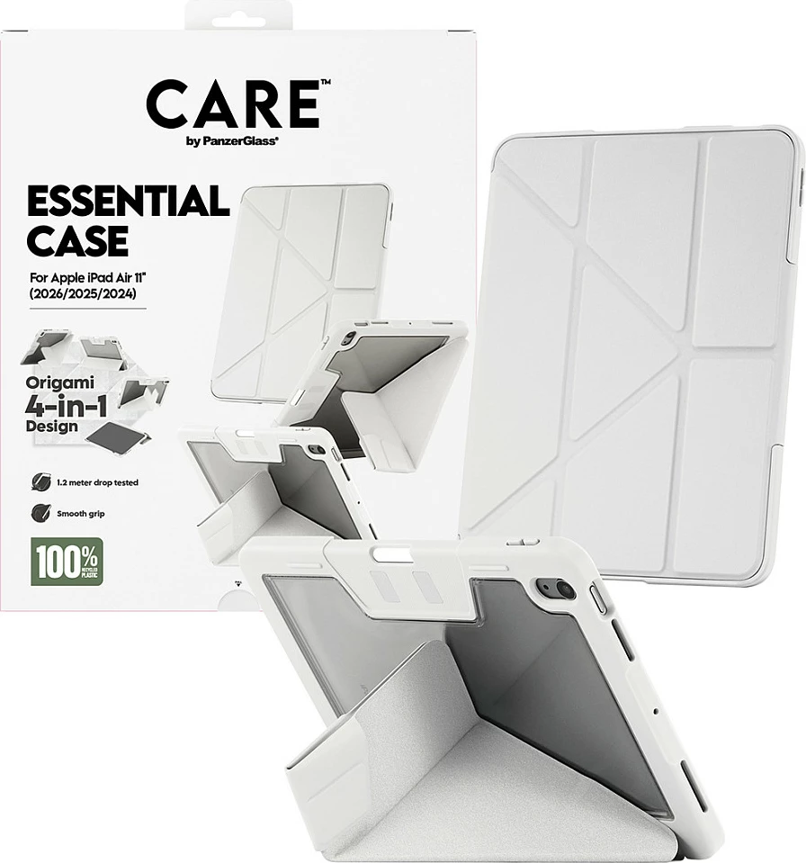 Mbështjellës PanzerGlass CARE Essential Case për iPad Air 11" (2024/2025), origami 4-në-1, me mbajtës Pencil, gri e çelët