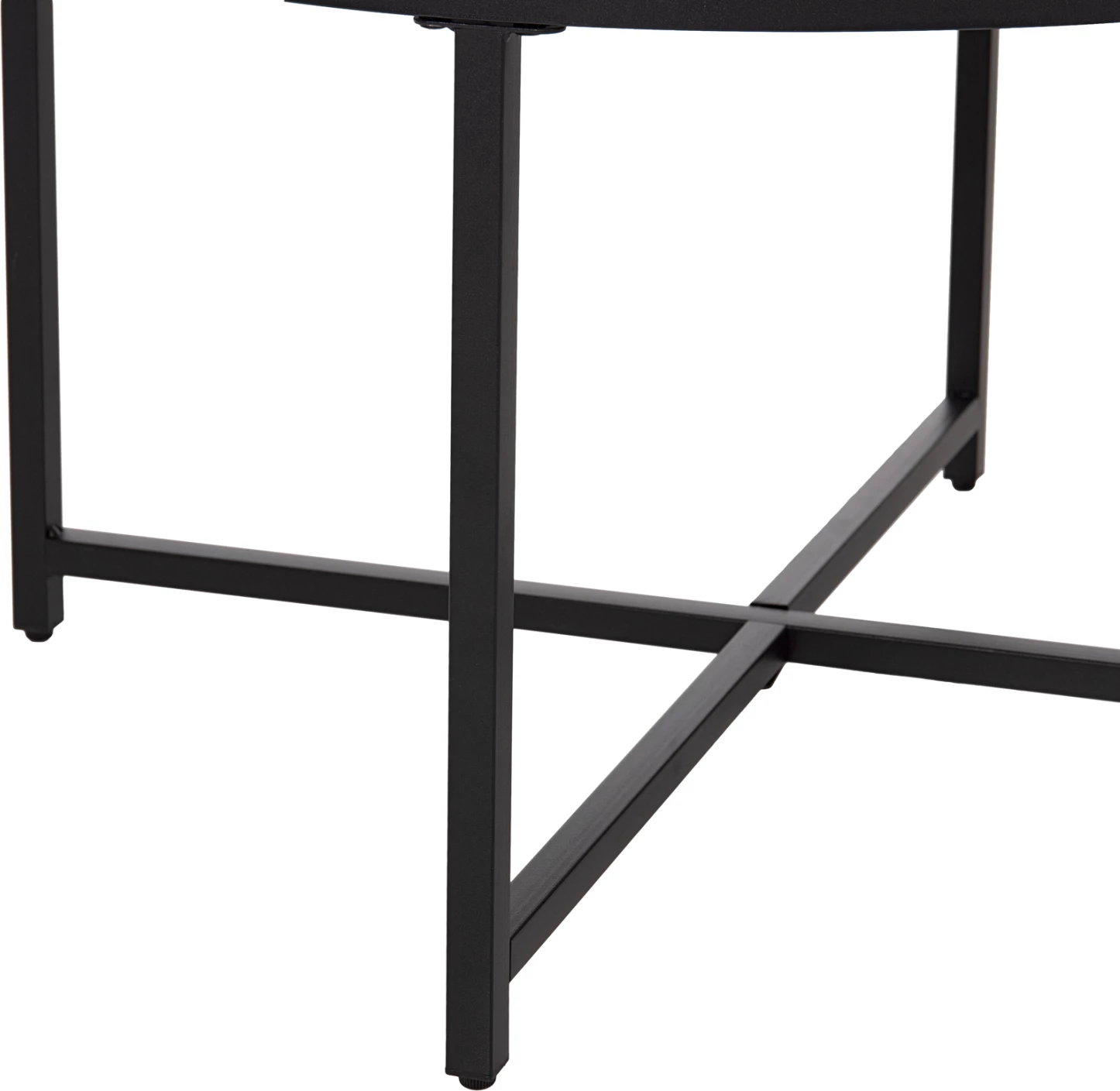 Tavolinë kafeje, melaminë ngjyrë mermeri të zi, këmbë metalike të zeza, FH9420.03, Φ80x48.5H cm