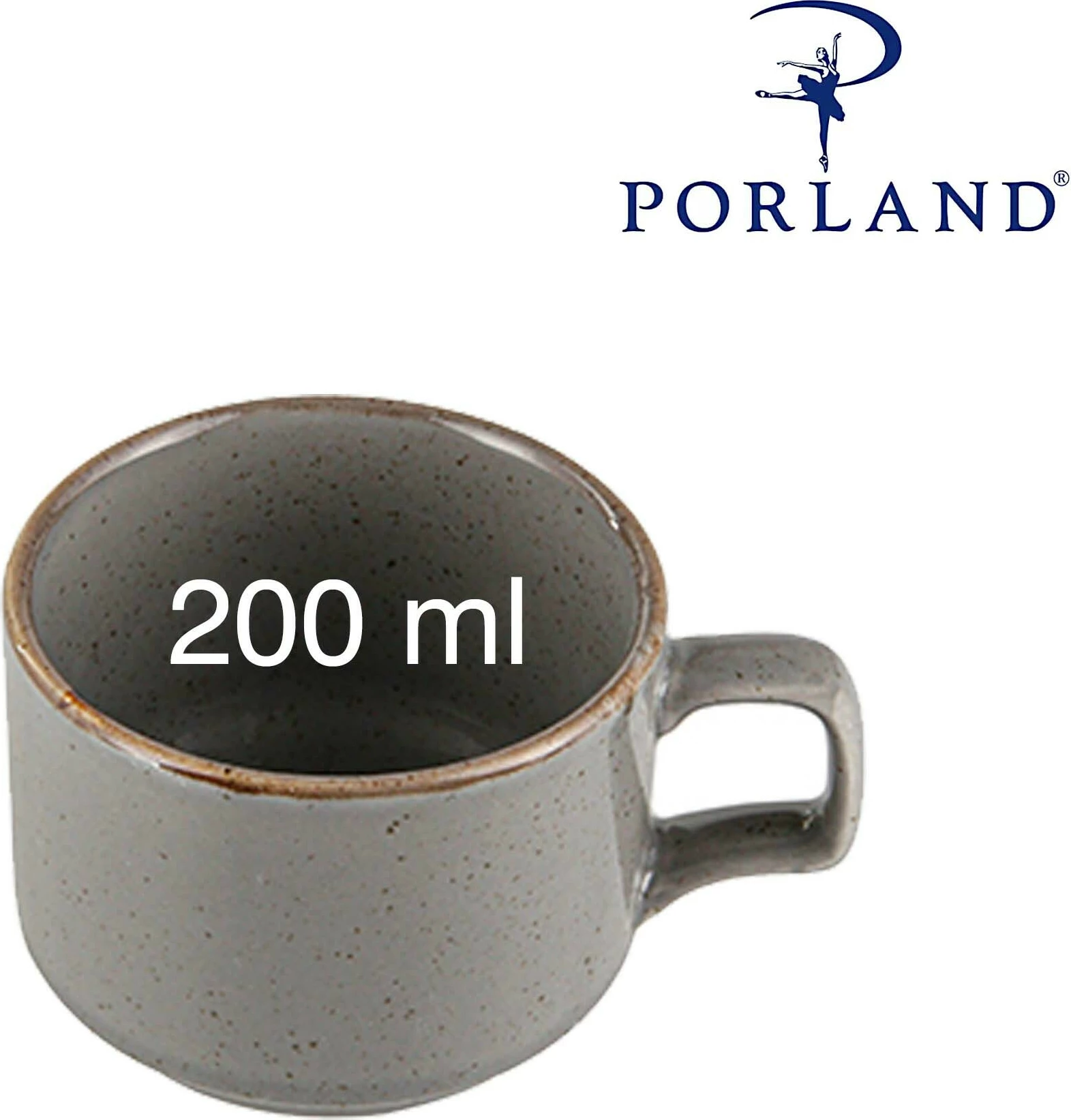 Filxhan porcelani i stivueshëm Porland Seasons Stone 200 ml, gri e errët, set 6 copë