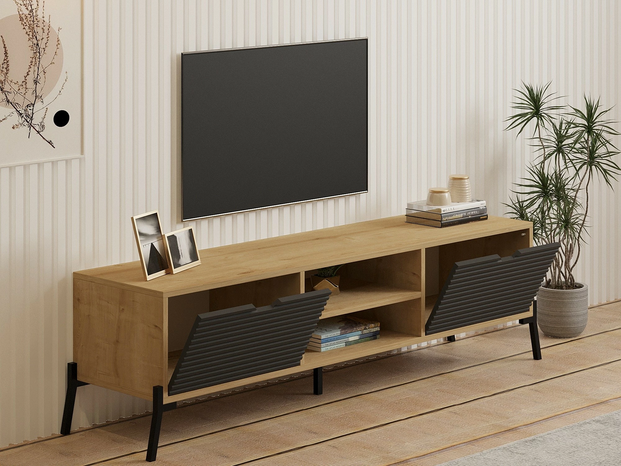 Komodë TV Skye Decor, ngjyrë lis safir, antracit