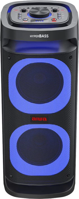 Altoparlant portativ Bluetooth Aiwa KBTUS-D800, 80W RMS, 2x8\" subwoofer, me 2 mikrofonë pa tela, i zi me drita blu