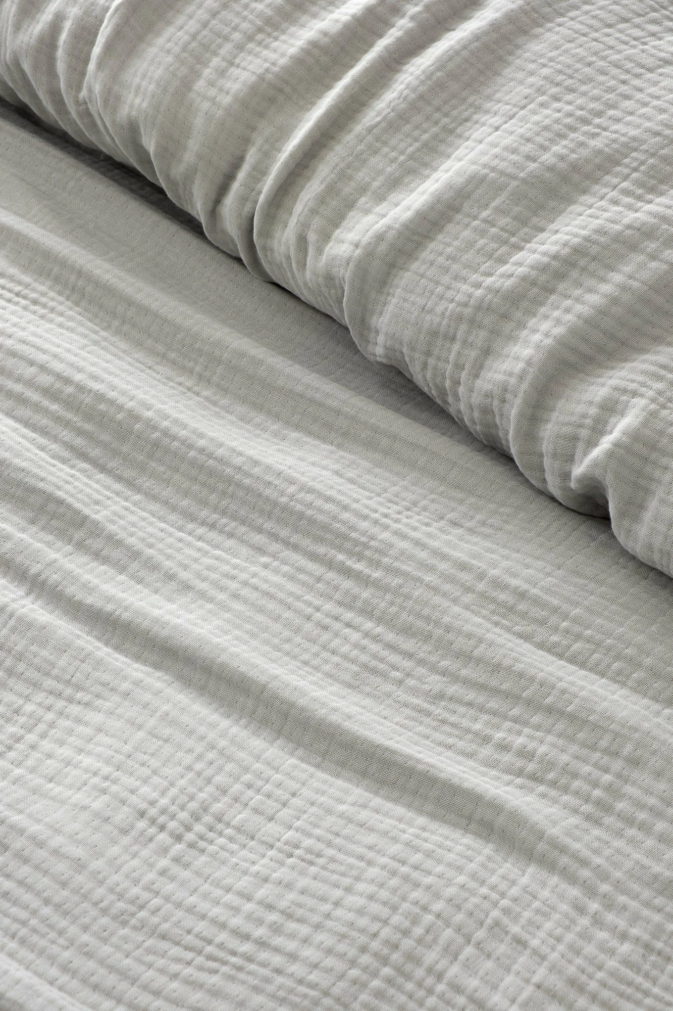 Përparëse dopio për shtrat, muslin, ngjyrë gri, 220x250cm