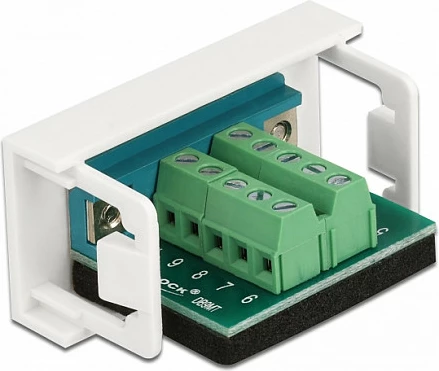 Modul lidhës DeLOCK Easy 45, D-Sub 9-pin mashkull në bllok terminal 10-pin, 22.5x45 mm, i bardhë