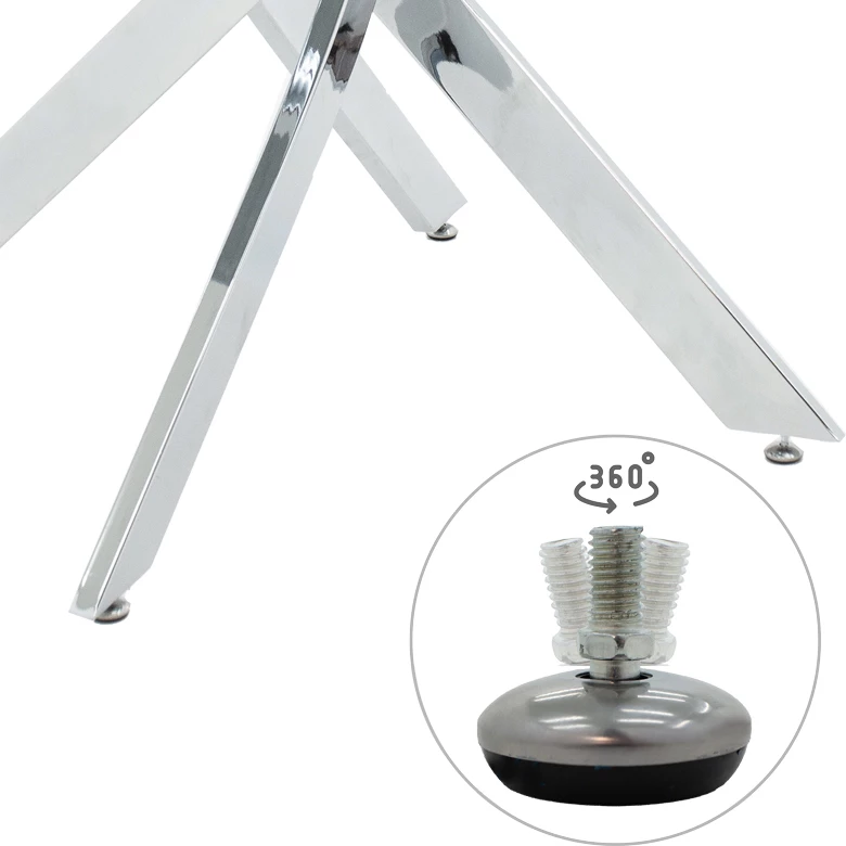 Tavolinë Antoro, xham dhe këmbë metali, ngjyrë kromi, D80x75cm