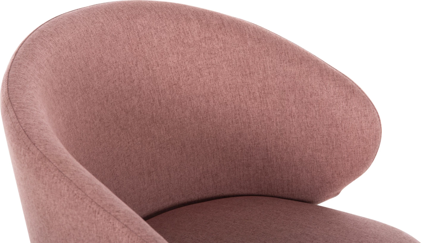 Karrige ngrënieje ISIAH FH9615.02, pëlhurë rozë e zbehtë, këmbë metalike të zeza, 56x56x76H cm., set prej 2 copë