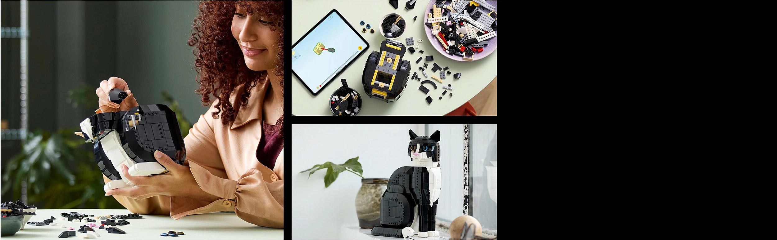 Set ndërtimi LEGO Ideas Tuxedo Cat 21349, 1710 pjesë, 18+, zi/bardhë