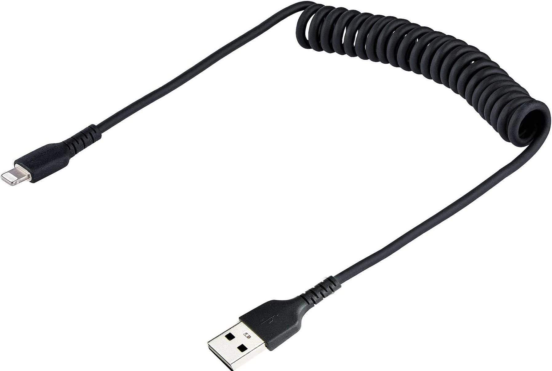 Kabllo USB-A në Lightning StarTech 0.5m spirale, MFi, USB 2.0, e zezë