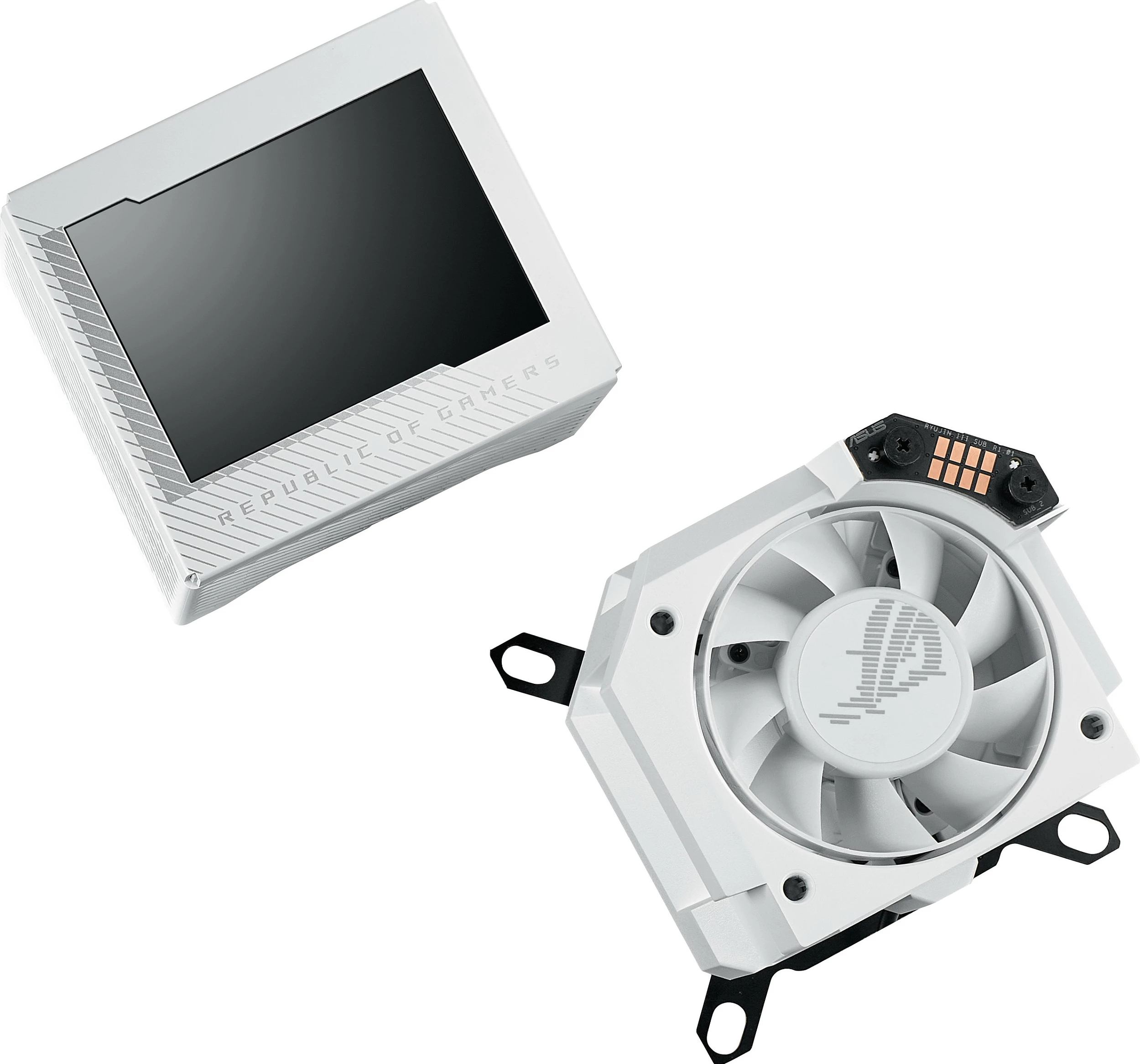 Ftohës uji (waterblock) për CPU ASUS ROG Ryujin III WB, LCD, për Intel/AMD, i bardhë