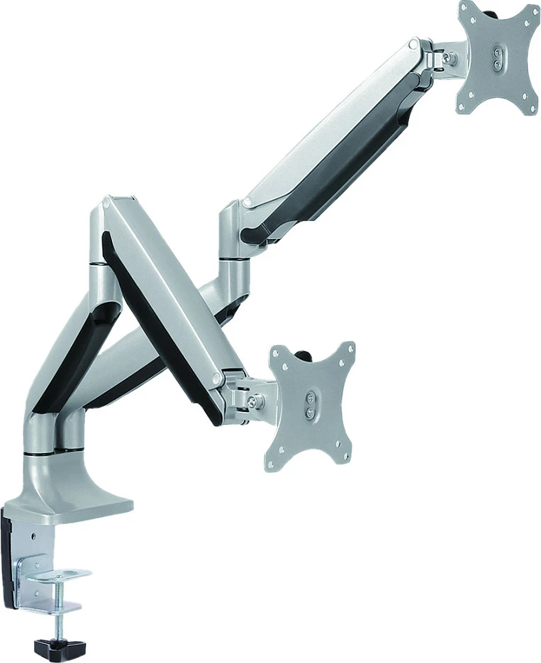 Mbajtëse monitorësh VALUE 17.99.1147, Dual, Clamp për tavolinë, VESA 75x75/100x100, max 18 kg, Zi/Hiri