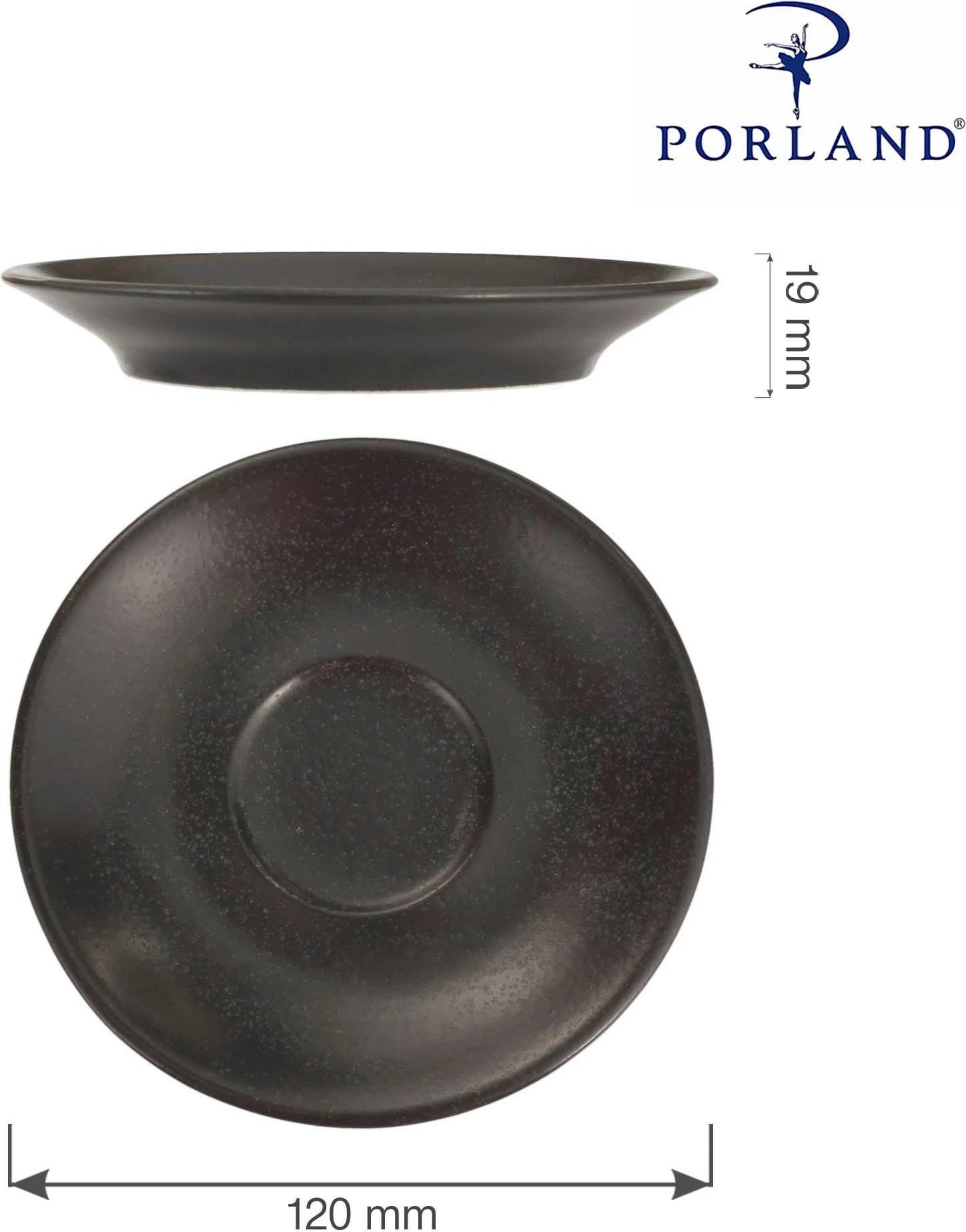 Pjatë nën filxhan Porland Seasons Coal 120 mm, e zezë, set 6 copë