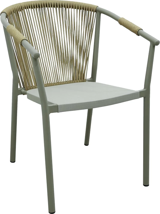 Karrige alumini me krahë e grumbullueshme me kornizë kafe-textilene-pe rattan 56x63x82cm