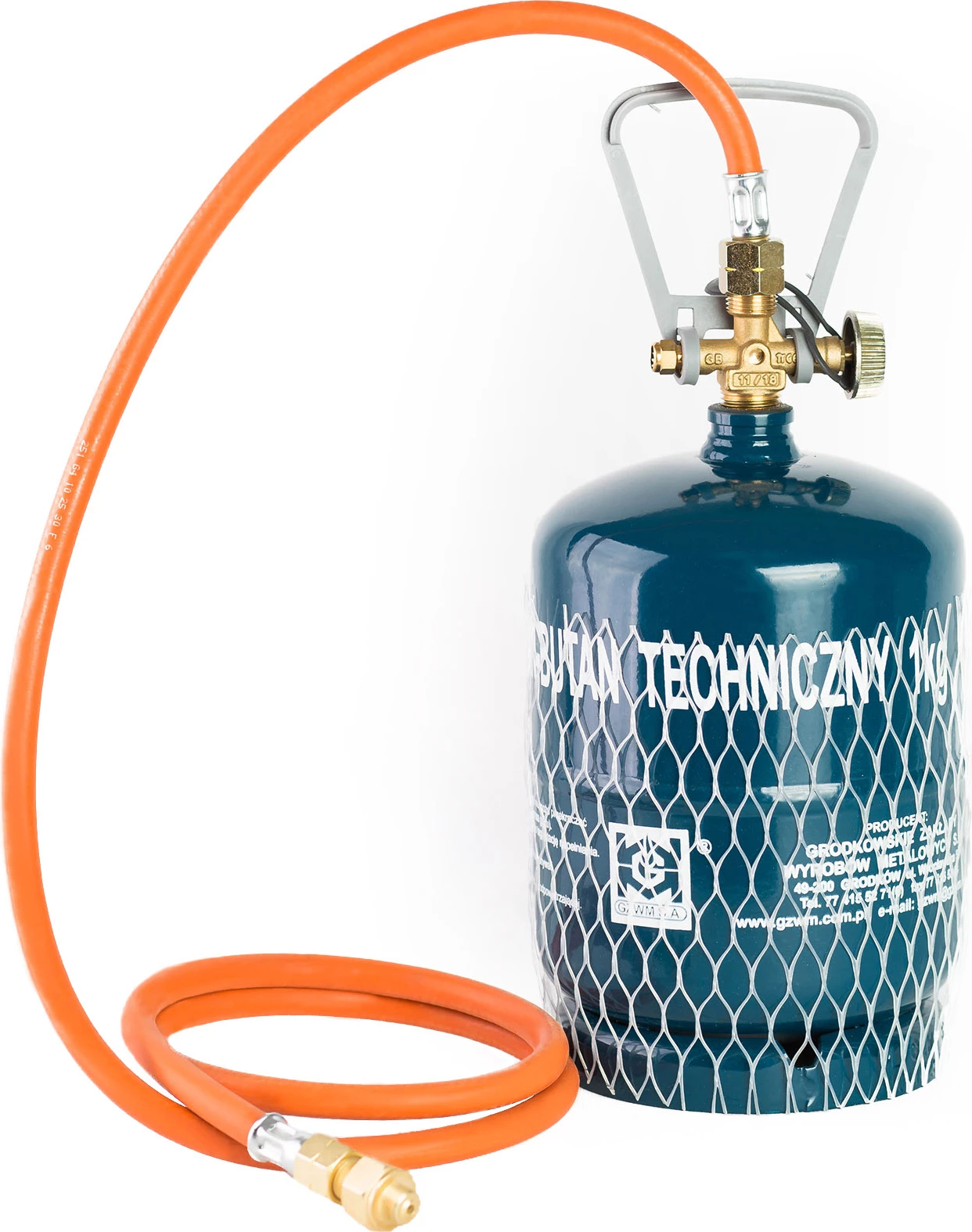 Reduktues për bombol gazi turistik Meva U4754-B me zorrë 1.5m, portokalli