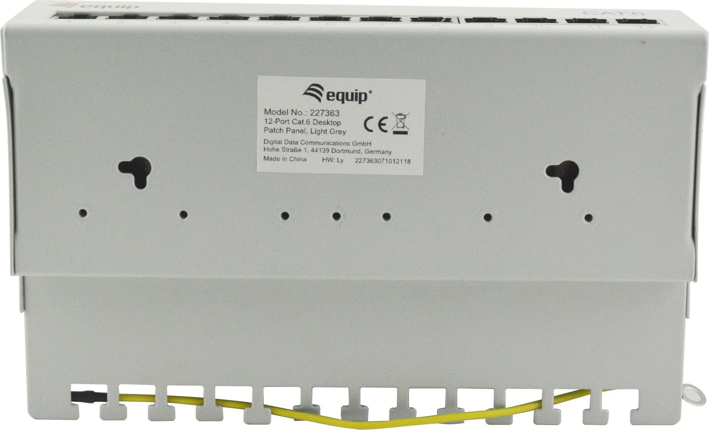 Patch panel Equip 12-port Cat6, RJ-45, 1U, bardhë