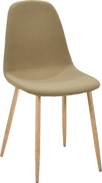 Karrige ngrënieje Bella, set prej 4 copë, stof bezhë, këmbë metalike ngjyrë natyrale, 43.5x52x89cm