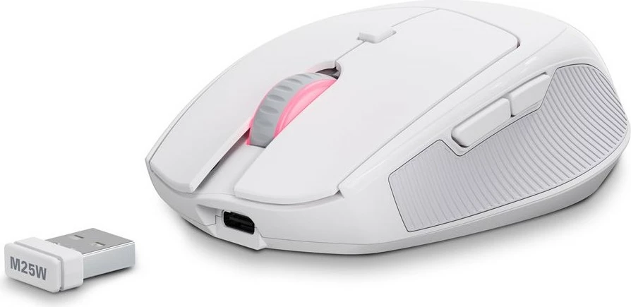Maus Sharkoon OfficePal M25W, wireless + USB Type-C, 4000 DPI, i bardhë