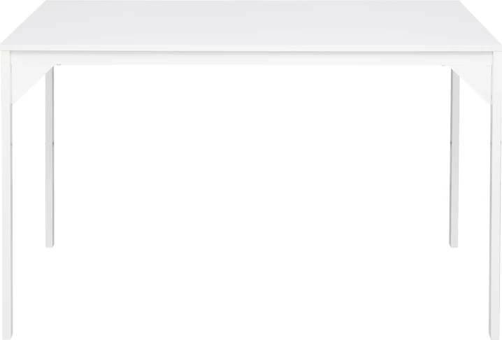 Tavolinë melamine e bardhë, këmbë metalike, 120x75x75cm