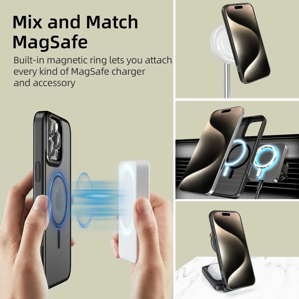Mbështjellës Tech-Protect MagEdge për iPhone 16 Pro, MagSafe, gjysmë-transparent