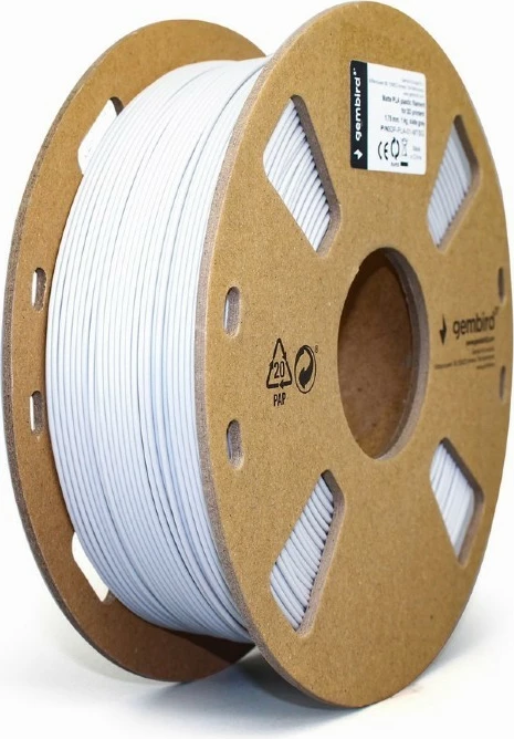 Filament për printer 3D Gembird 3DP-PLA-01-MTSG PLA 1.75mm mat 1kg, light gray, 1 rrotull