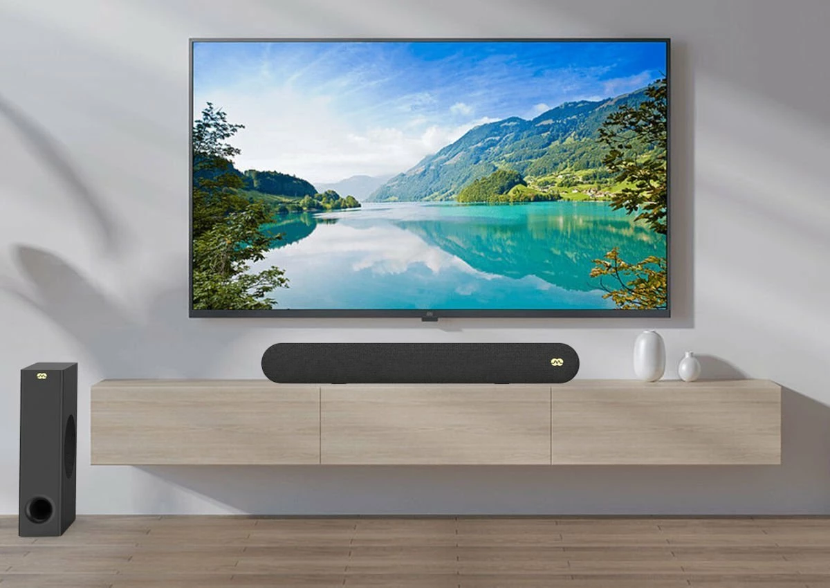 Soundbar Mozos Cinema 2.1 80W RMS/160W peak Bluetooth 5.0 HDMI ARC, e zezë, set me subwoofer + telekomandë