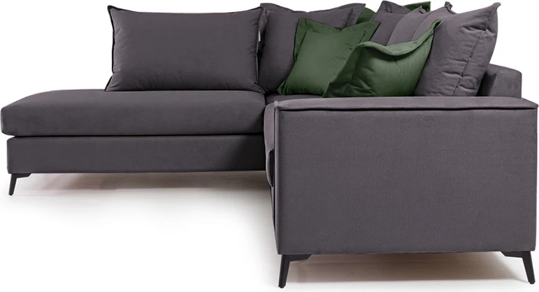 Kënd divani Boston këndi djathtë, pëlhurë, ngjyrë gri e errët-gjelbër e errët, 290x235x95cm