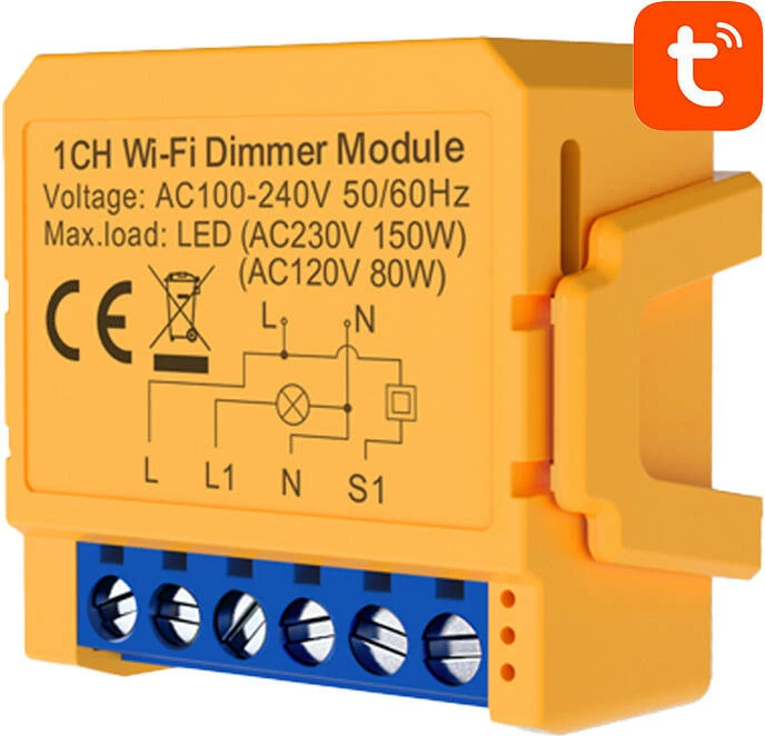 Ndërprerës i mençur WiFi Avatto DMS16-2 TUYA, për ndriçim, portokalli