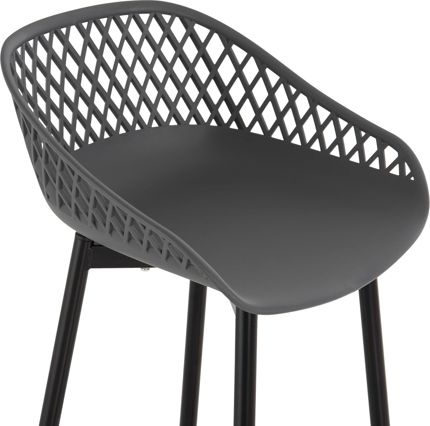 Karrige për bar AVAYA FH8686.20, polipropilen gri, këmbë metalike të zeza, 46x48x99H cm