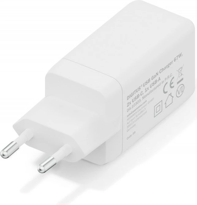 Karikues muri Digitus DA-10303 GaN II 67W, 2x USB-C, 1x USB-A, e bardhë