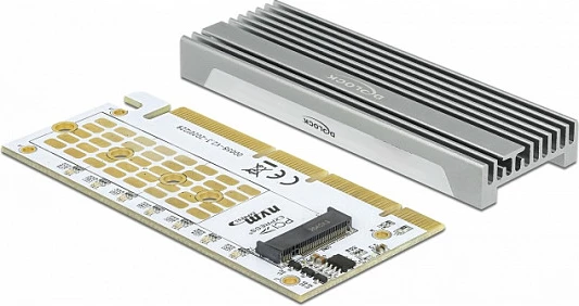 Kartë PCIe DeLOCK adapter për NVMe M.2 Key M, me LED RGB, Gri