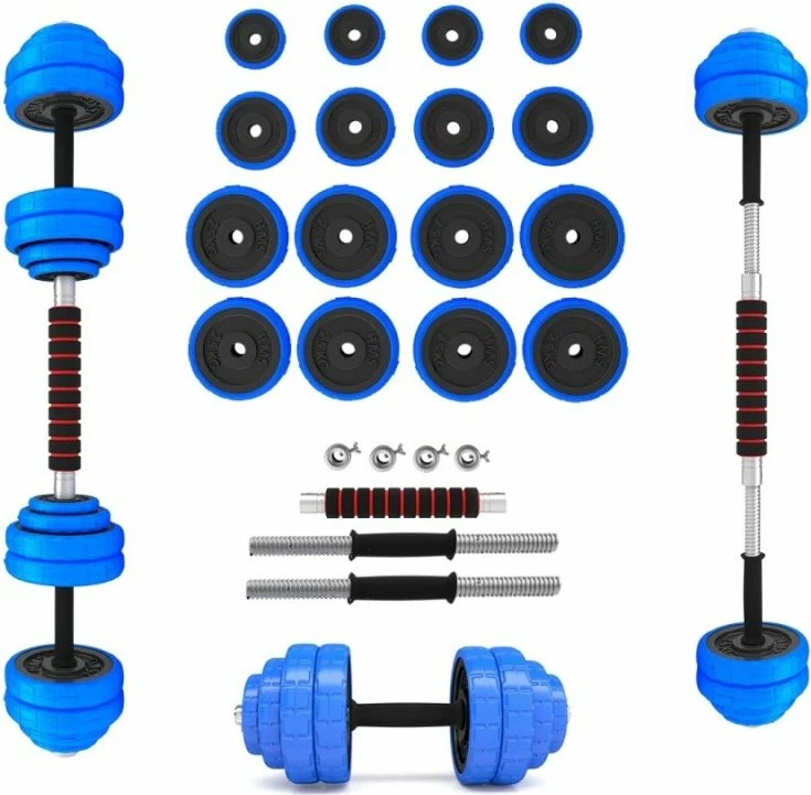 Set pesha 2-në-1 barbell dhe dumbbell HMS, unisex, argjend e kaltër