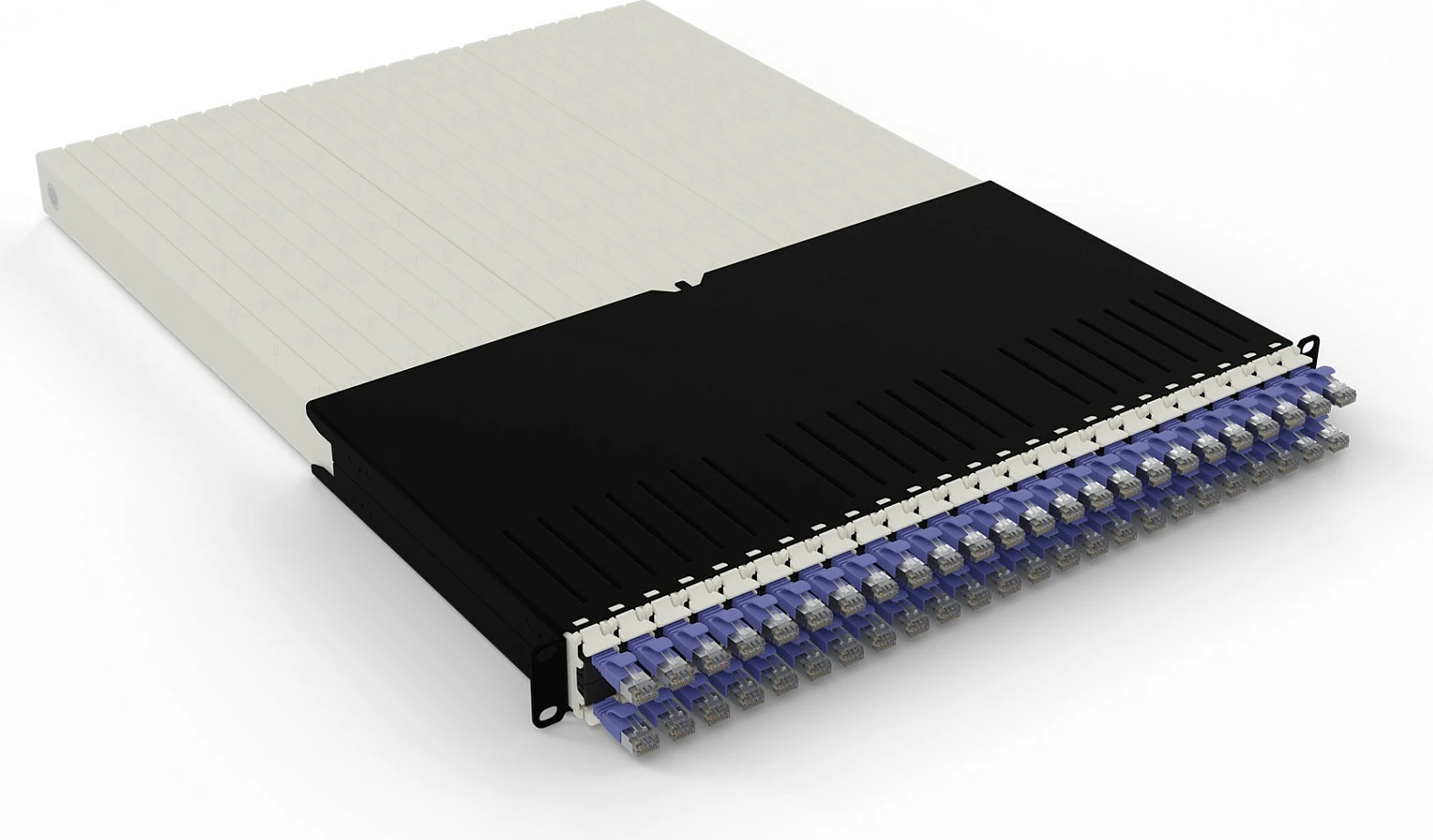Patch panel PATCHBOX patchbox.one 30RU, Cat6a U/FTP (STP), 24 kabllo tërheqëse 1.8 m, RJ-45, vjollcë