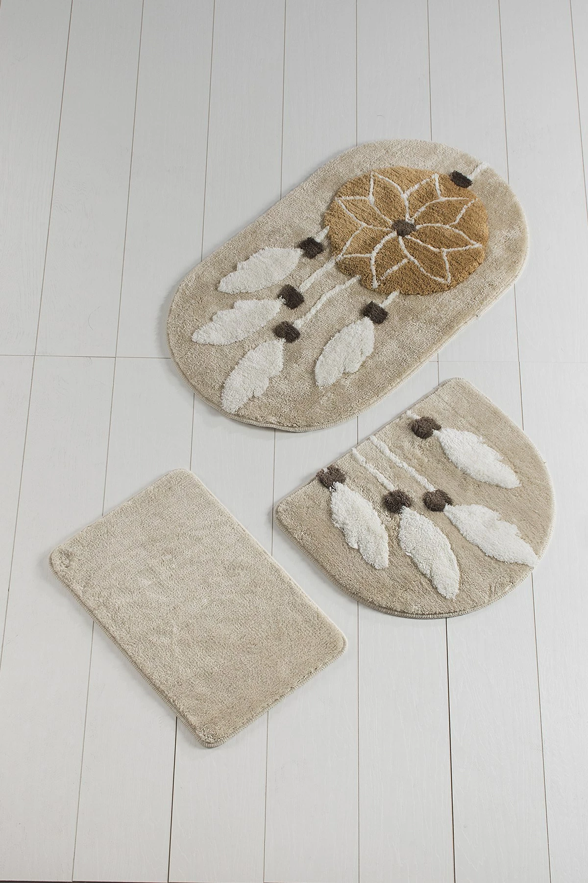 Set tapetesh banjoje akrilike, 3 copë, Mijölnir, Rüya, ngjyrë kafe