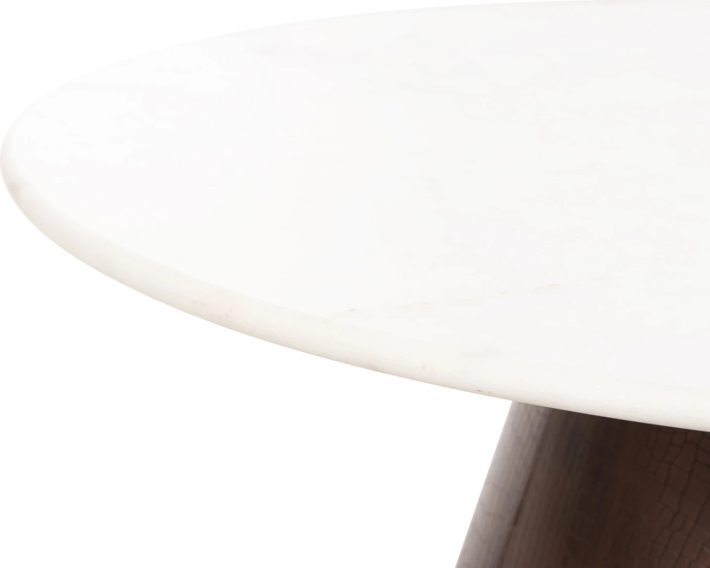 Tavolinë kafeje FODEN, sipërfaqe mermeri të bardhë, ngjyrë bakri antik, Φ77x40H cm