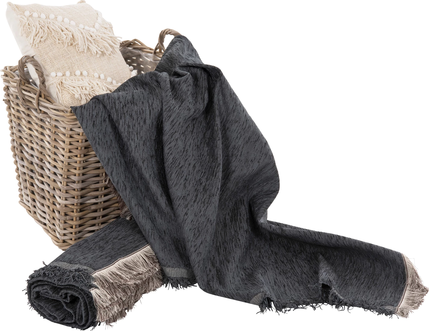 Mbulesë divani me franja DREAMTOPIA FH12165.09 ngjyrë blu e errët 295x170 cm