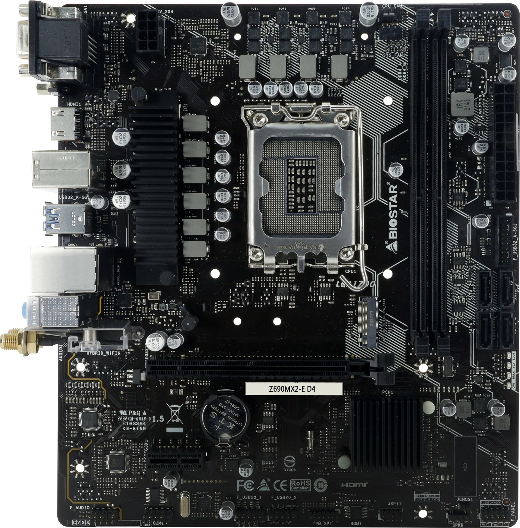 Pllakë amë Biostar Z690MX2-E D4, Intel, LGA 1700, DDR4, micro ATX