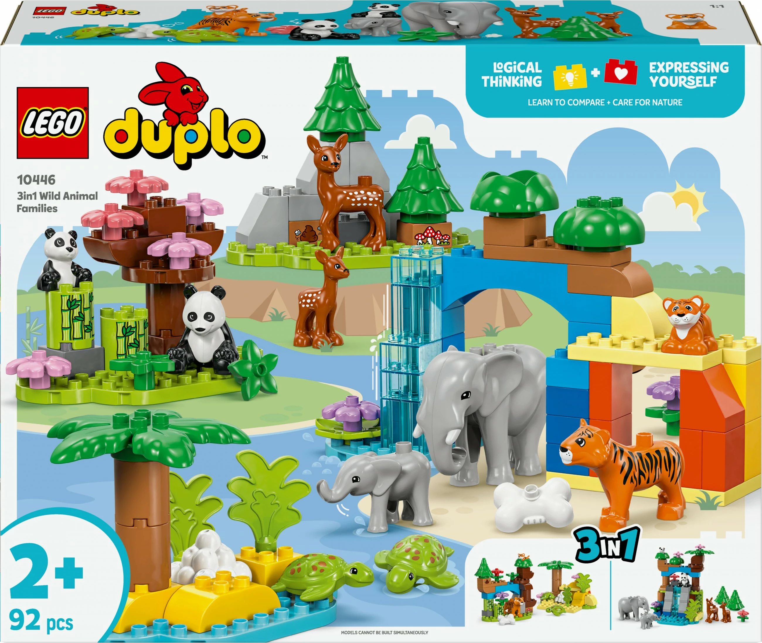 Set lodrash LEGO DUPLO 10446 Wildtier-Familien 3-in-1, 92 pjesë, shumëngjyrësh