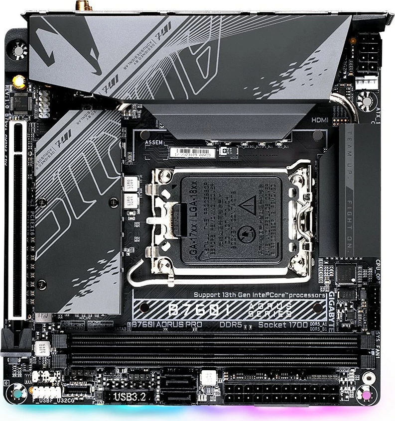 Pllakë amë Gigabyte GA-B760I AORUS PRO, Socket 1700, DDR5, mini ITX