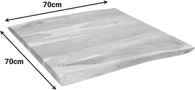 Sipërfaqe tavoline Pozier, dru akacie i fortë, ngjyrë natyrale, 70x70x4cm